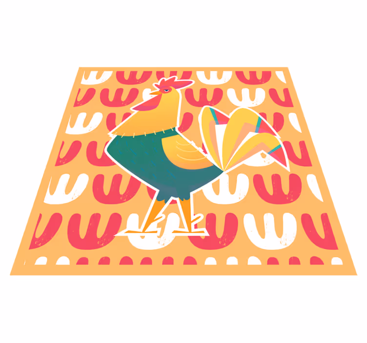 Colorful Rooster Art animal vinyl rug - TenStickers