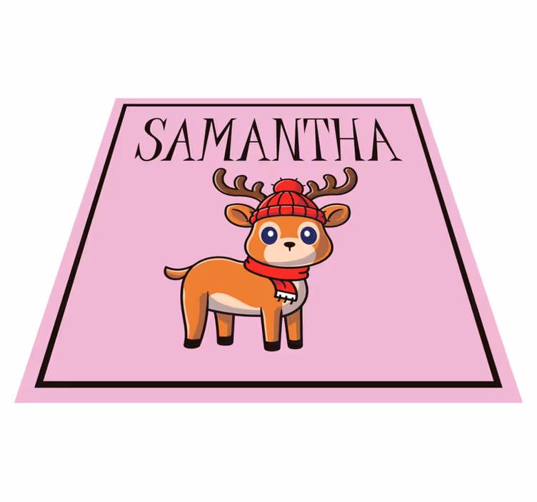 Baby Reindeer with name Christmas vinyl rug - TenStickers