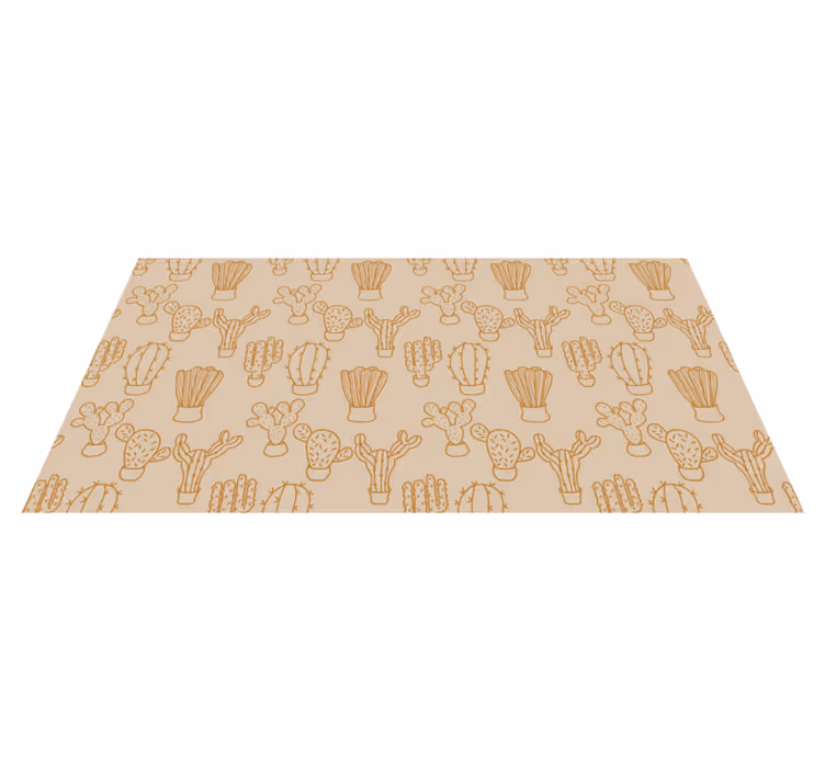 Cactus illustration floral vinyl rug - TenStickers
