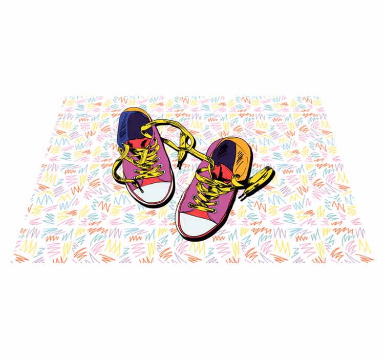 Colorful Sneaker Pattern teen vinyl rug - TenStickers