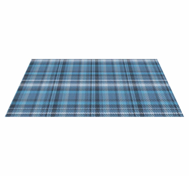 Plaid Patterned Blue striped vinyl rug - TenStickers