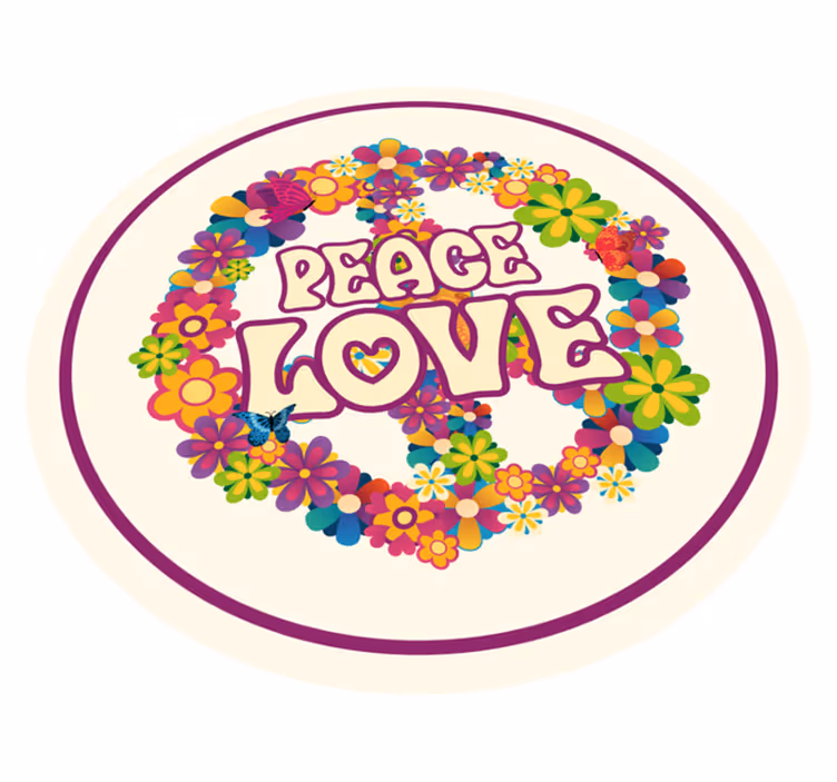 Peaceful Message floral vinyl rug - TenStickers
