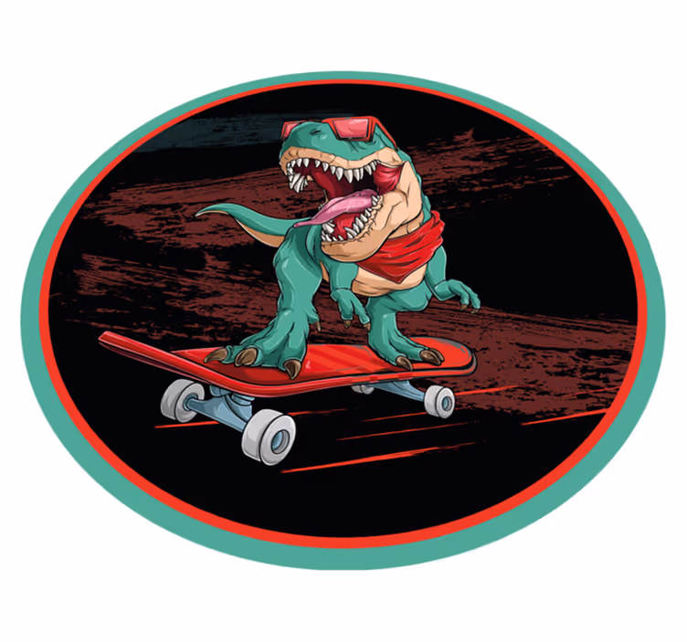 Skating green dinosaur vintage rug - TenStickers