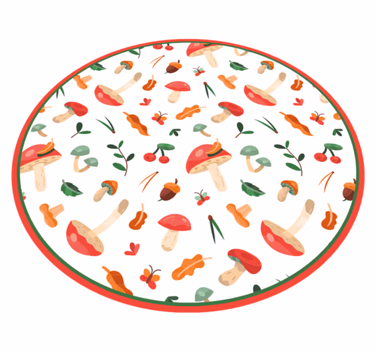 Mushroom botanical motif floral vinyl rug - TenStickers