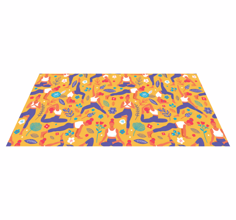 Vibrant Yoga Motifs teen vinyl rug - TenStickers