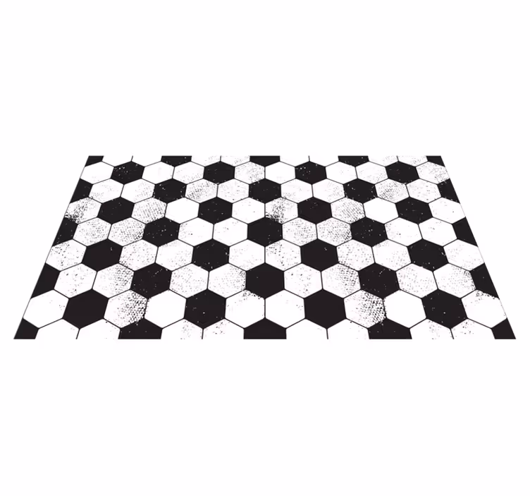 Black and white hexagonal geometric vinyl rug - TenStickers