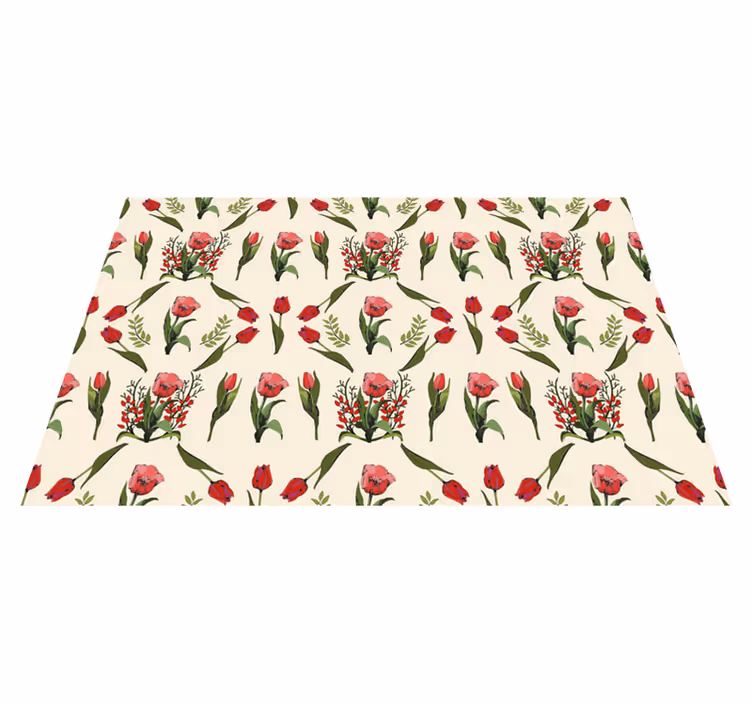 Bloom Motif floral vinyl rug - TenStickers