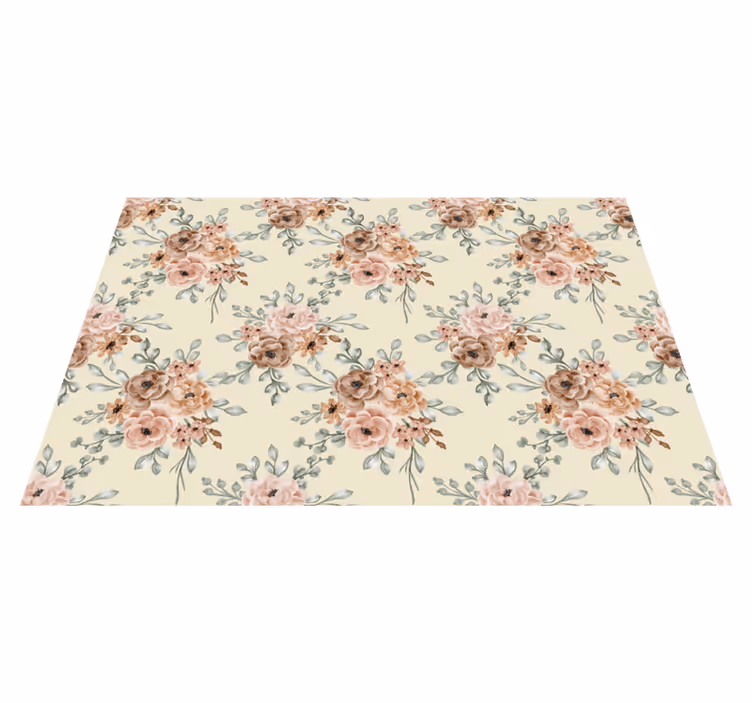 Beige nature floral vinyl rug - TenStickers