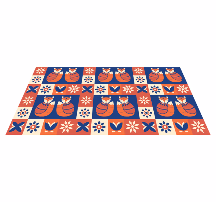 Colourful Fox Patterns kids vinyl rug - TenStickers