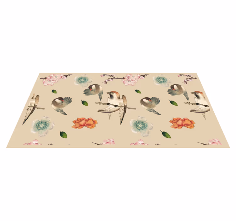 Birds and flowers animal vinyl rug - TenStickers