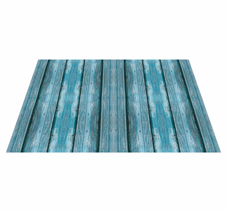 Distressed blue motif wood effect vinyl rug - TenStickers