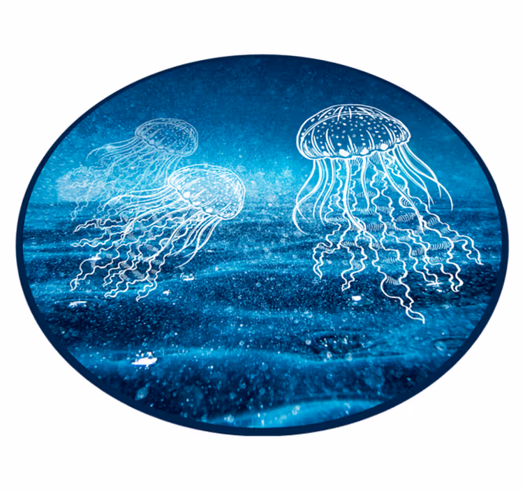 Jellyfish Ocean Scene Animal Mat - TenStickers