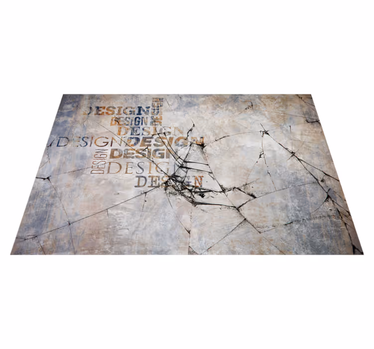 Cracked Stone Typography Effect Rug - TenStickers