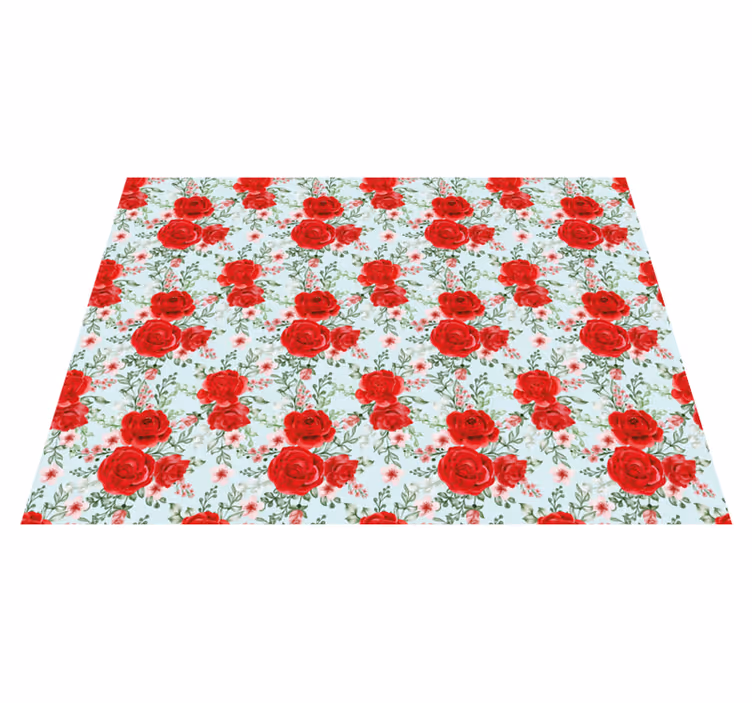 Red Floral Elegance flower rug - TenStickers