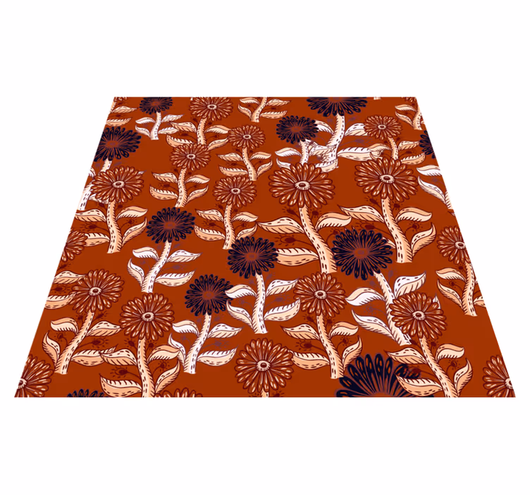 Floral pattern harmony floral vinyl rug - TenStickers