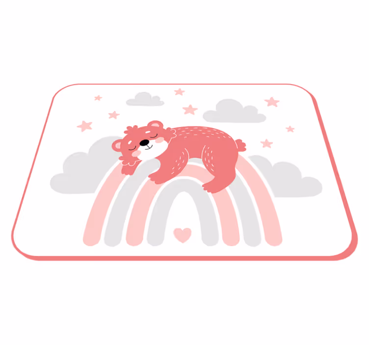 Sleepy bear rainbow kids vinyl rug - TenStickers