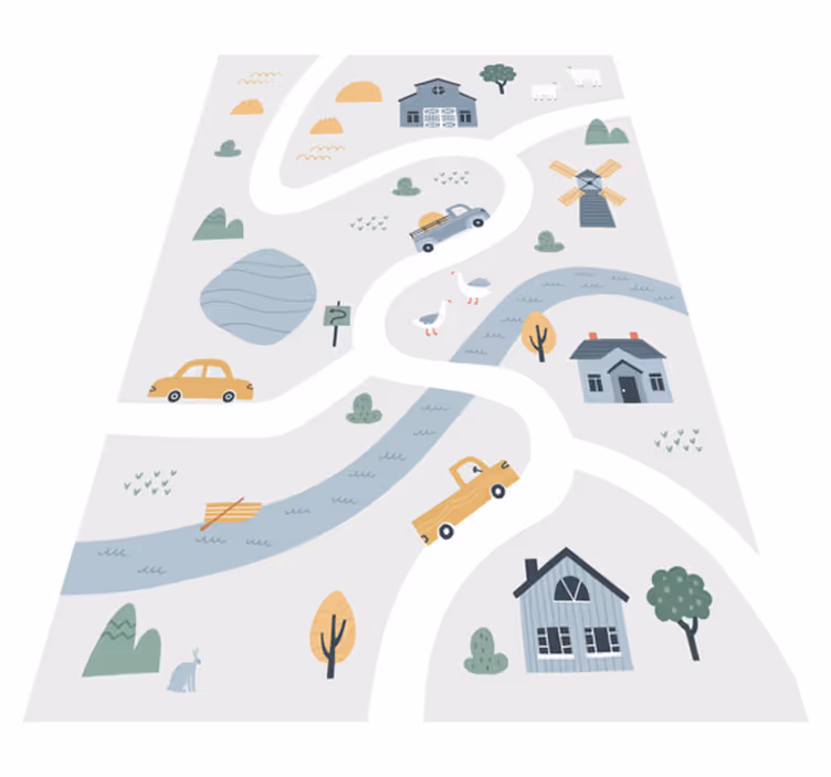 Playful Roadway kids vinyl rug - TenStickers