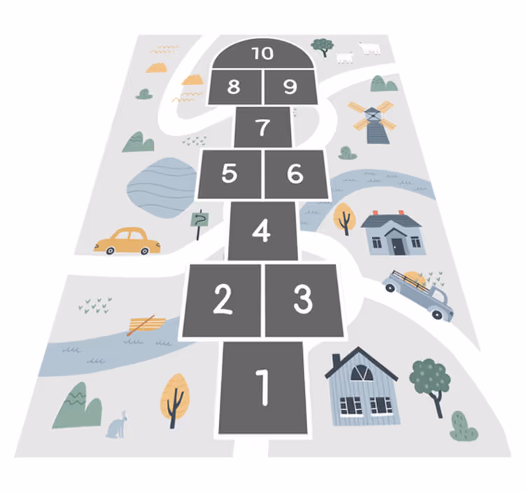 Playful Hopscotch Design game kids vinyl rug - TenStickers