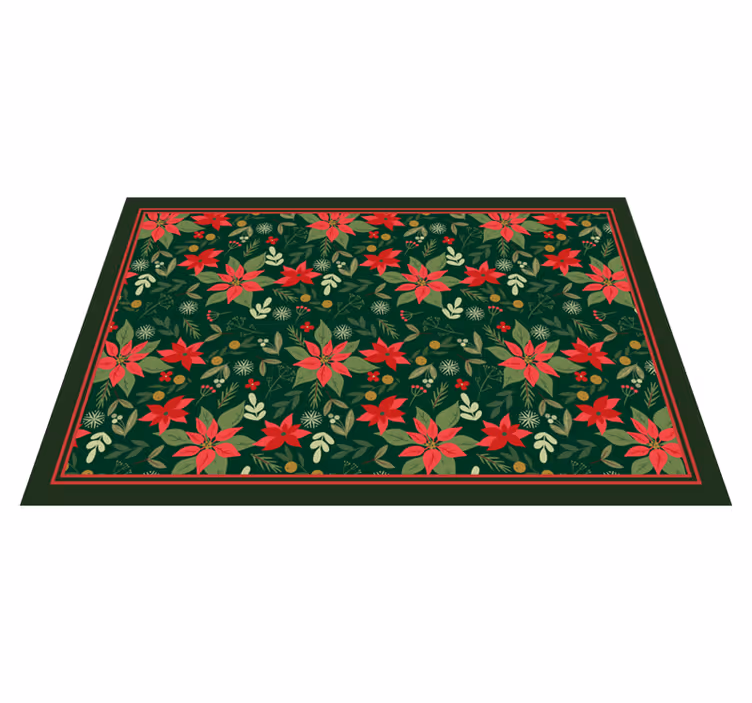 Festive Poinsettia Pattern Christmas carpet runner - TenStickers