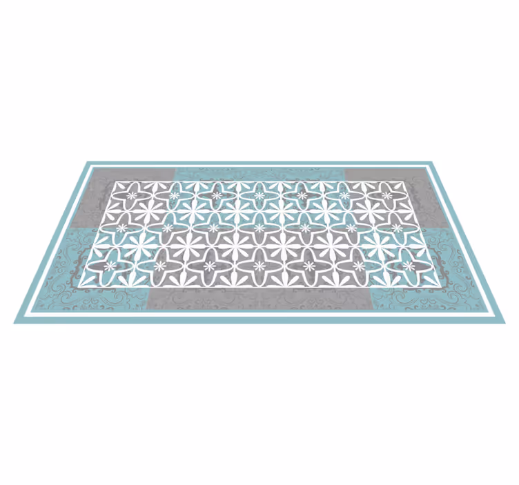 Blue grey patterns geometric vinyl rug - TenStickers