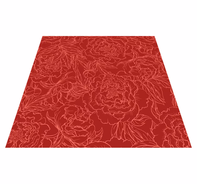 Red flower pattern floral vinyl rug - TenStickers