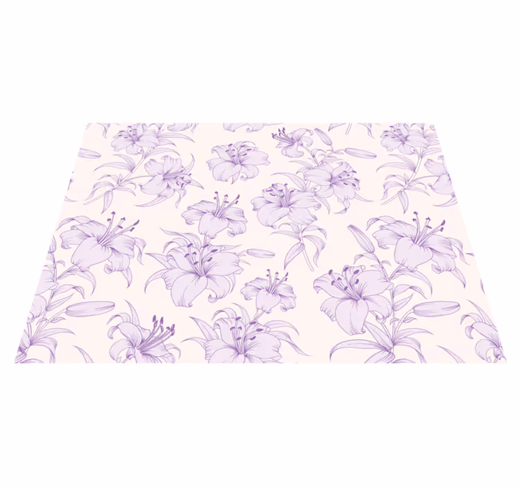 Lilac Floral Motif floral vinyl rug - TenStickers