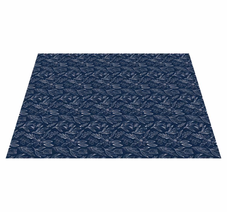 Floral navy elegance floral vinyl rug - TenStickers