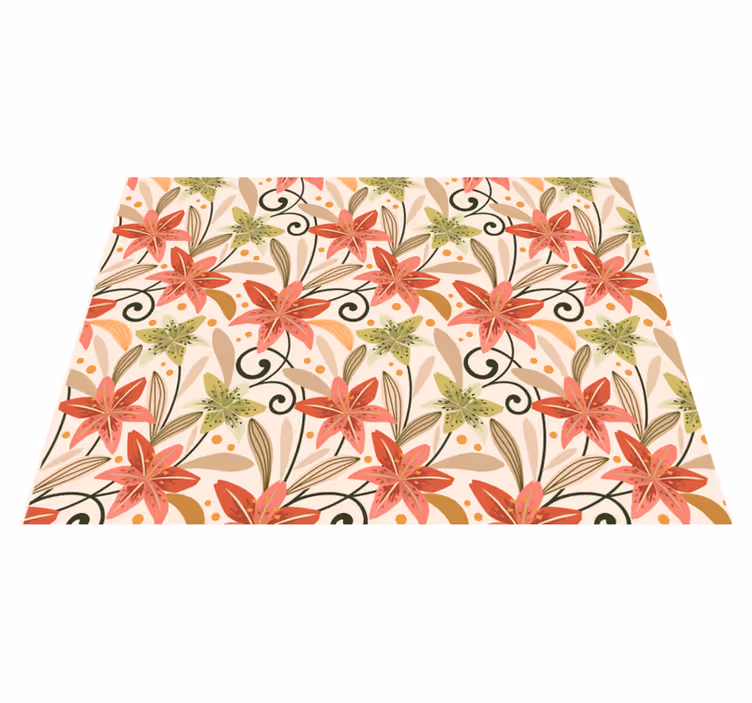 Floral swirl pattern floral vinyl rug - TenStickers