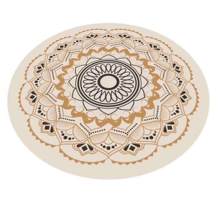 Beige Mandala Circular Design Carpet - TenStickers