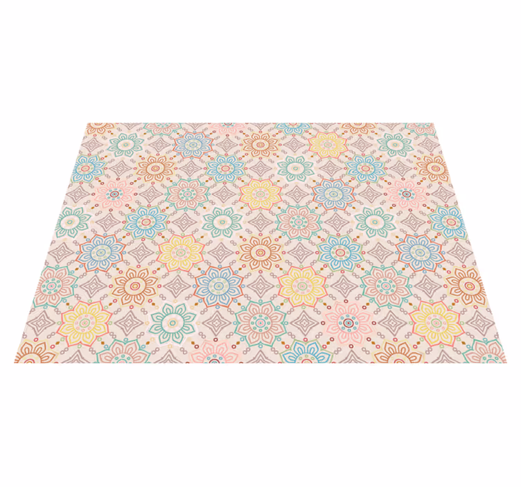 Geometric mandala pattern floral vinyl rug - TenStickers