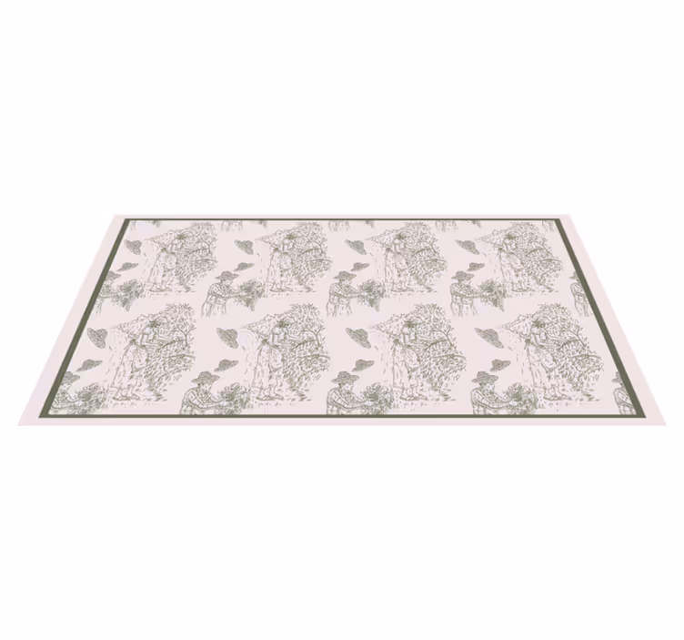 Monochrome Countryside Sketch Vintage Style Rug - TenStickers