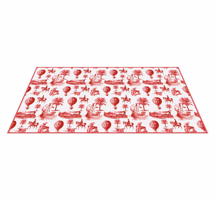 Exotic Red Animal Illustrations retro rug - TenStickers