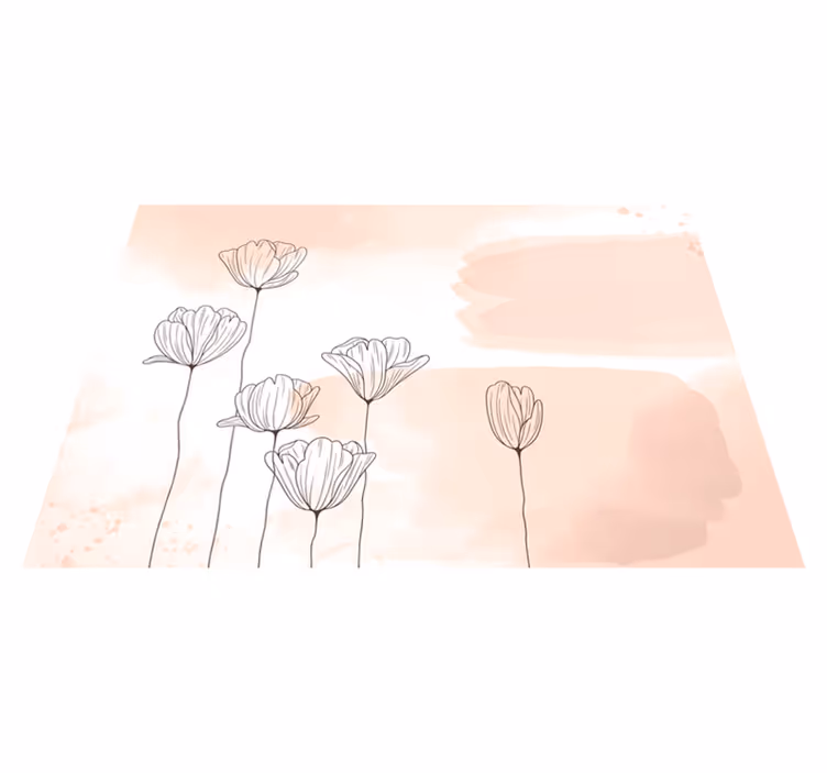 Vinyl rug simple flowers on pink floral rug - TenStickers