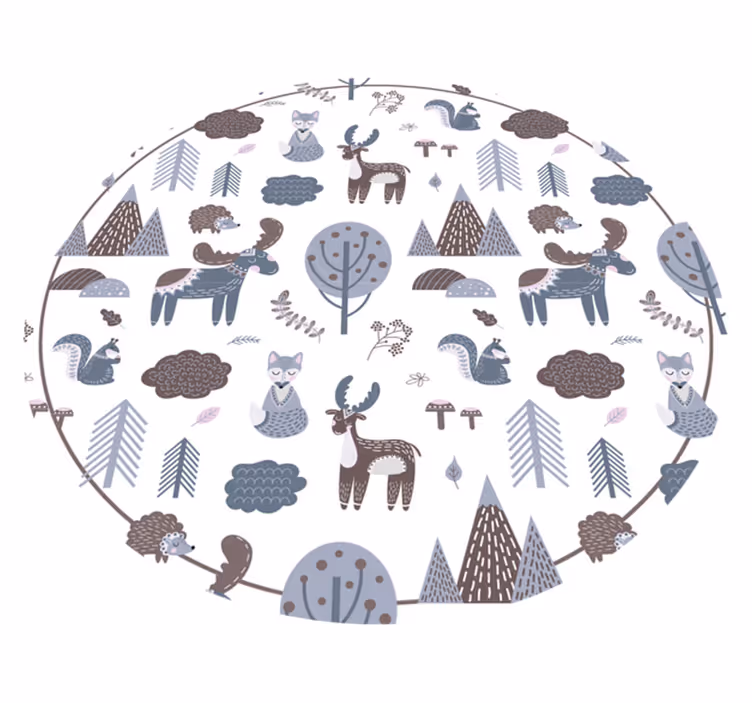 Vinyl rug with Nordic animals - TenStickers