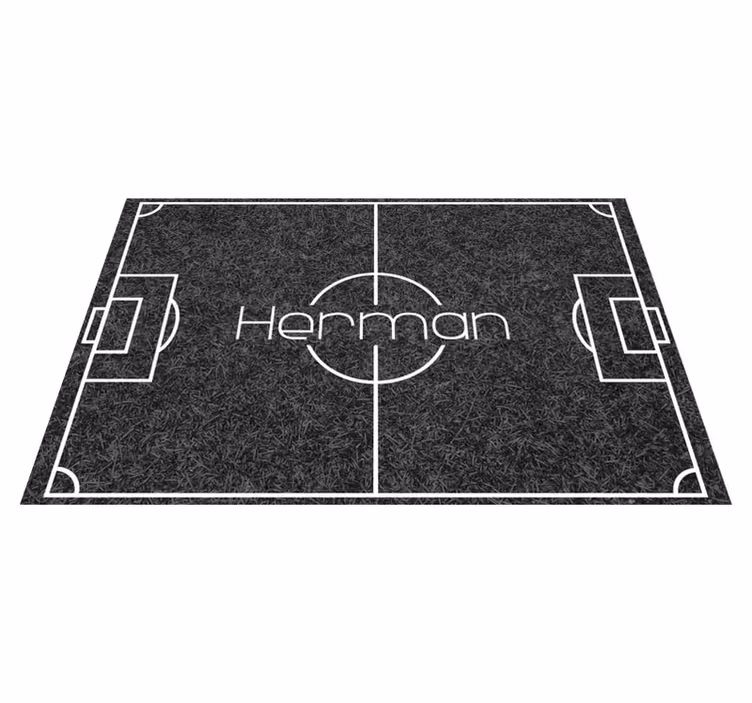 Football pitch with name game kids vinyl rug - TenStickers