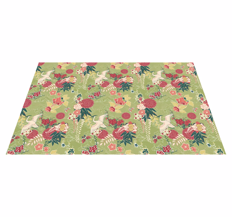 Oriental silk chinoiserie carpet roses - TenStickers
