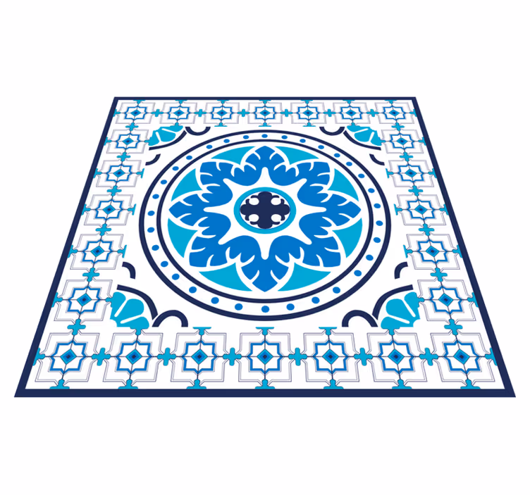 Blue kitchen vinyl rug tiles floor carpet - TenStickers