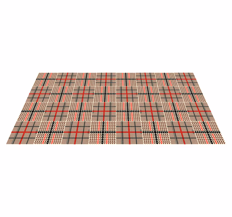 Brown plaid pattern modern geometric rug - TenStickers