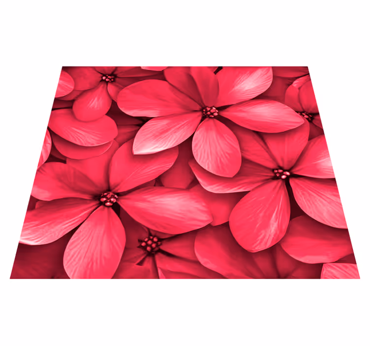 Red digital flowers pattern vinyl hallway runner - TenStickers
