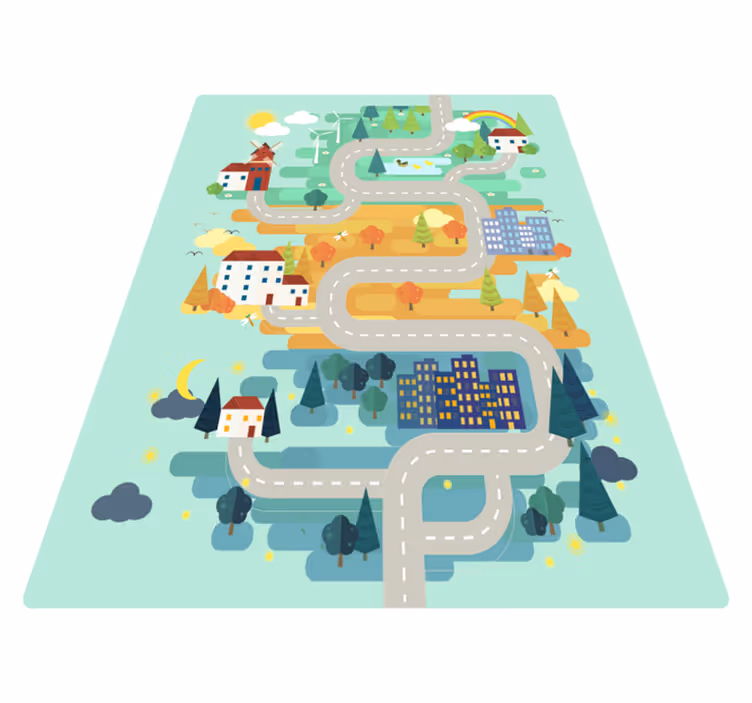 Playful roads bedroom kids vinyl rug - TenStickers