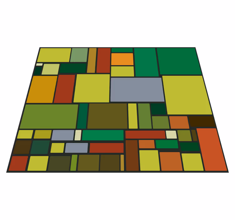 Multicoloured retro mosaic patterned vinyl rug - TenStickers