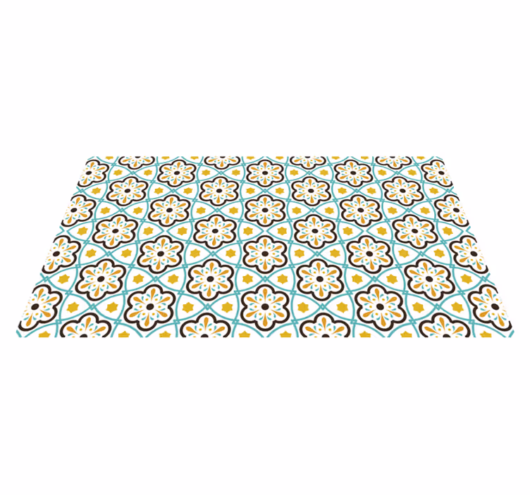 Floral inspired pattern kitchen vinyl rug - TenStickers