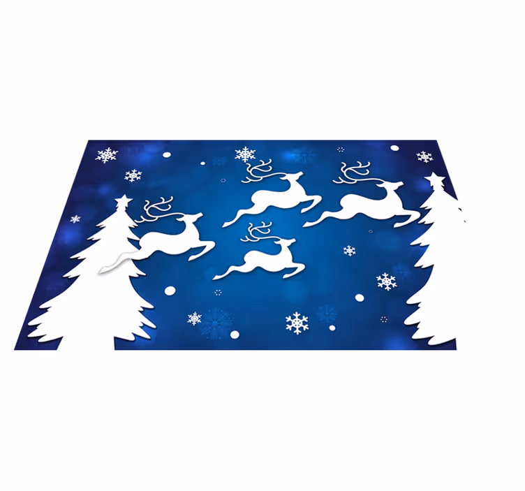 Reindeer on blue background Christmas rug - TenStickers