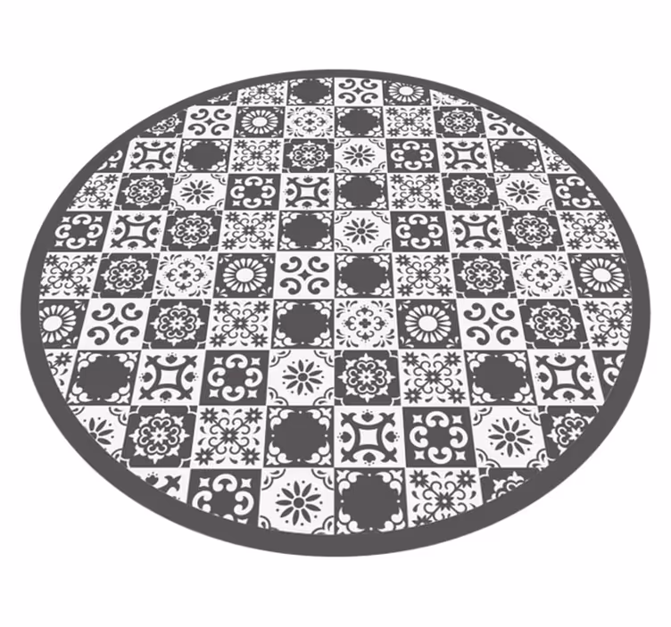 Gray iberian tiles circular rug - TenStickers