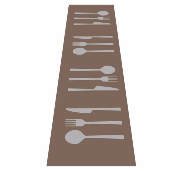 Kitchen cutlery brown vinyl rug - TenStickers