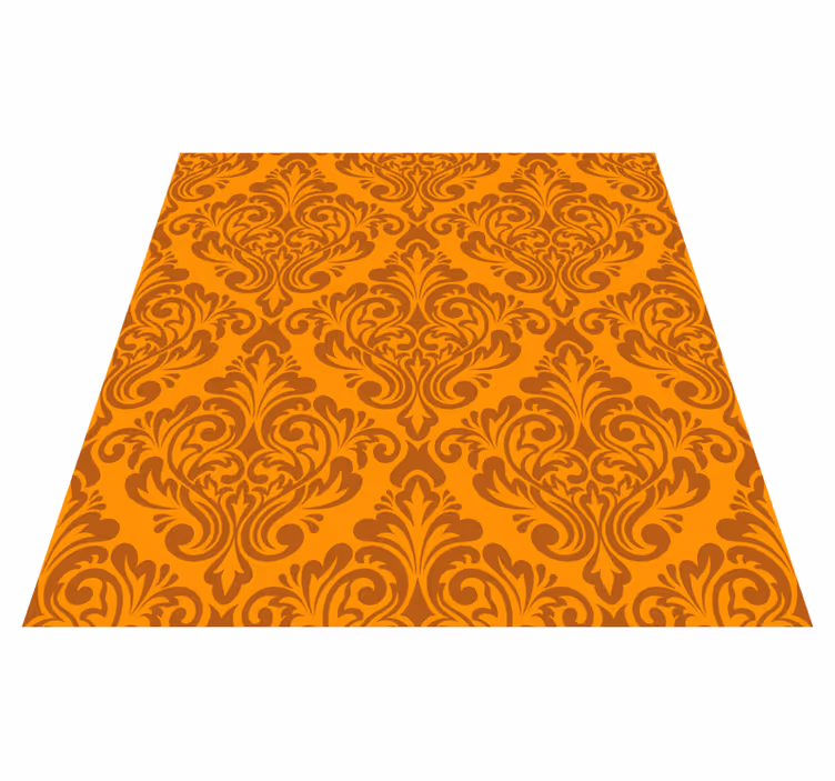 Vintage damask pattern orange vinyl rug - TenStickers