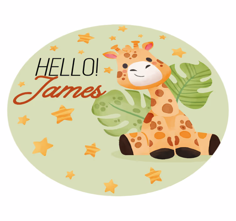 Giraffe Custom Name Animal Rug - TenStickers