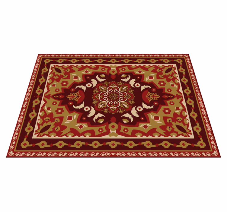 Floral geometric vintage design dining room vinyl rug - TenStickers