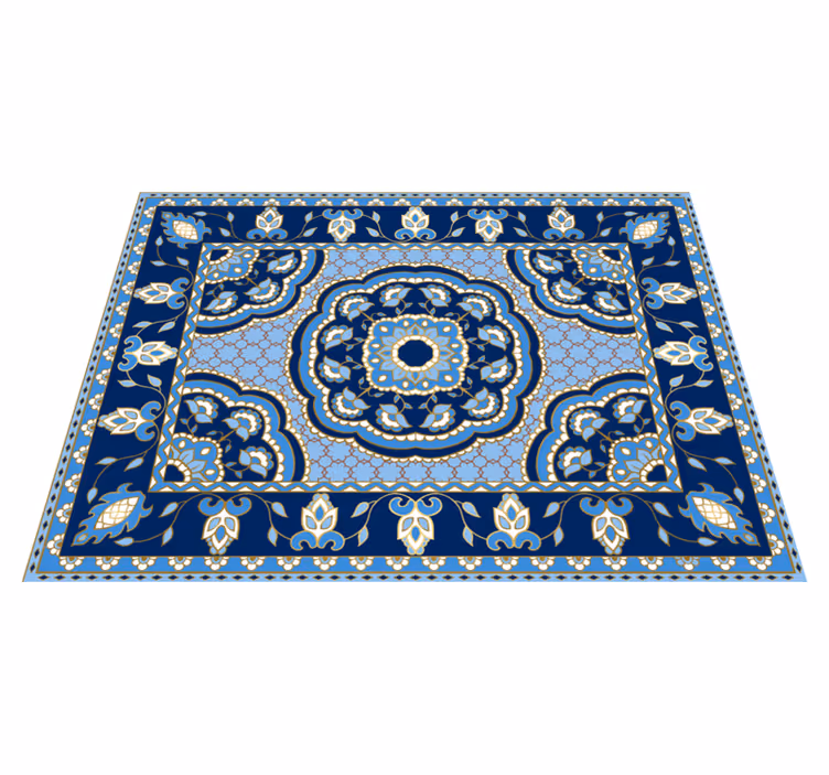 Oriental blue design dining room vinyl rug - TenStickers