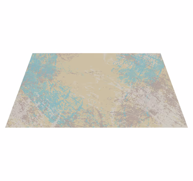 Yellow & blue abstract design dining room vinyl rug - TenStickers